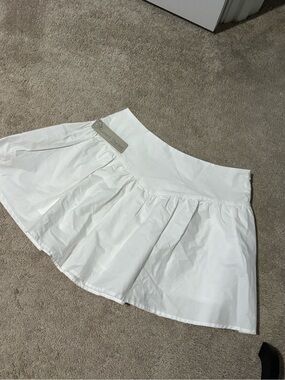 White Circle Skater Skirt with Wide Waistband